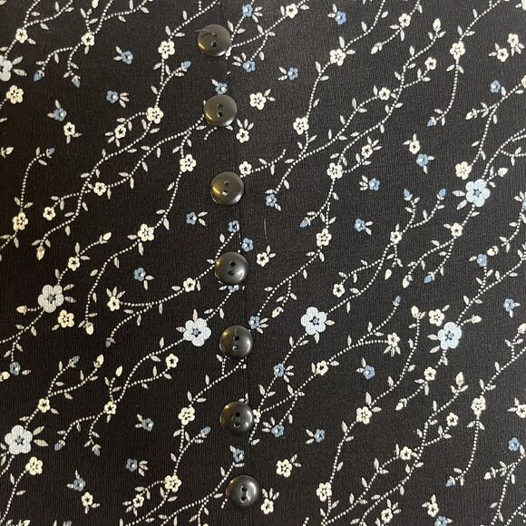 Es Se Vintage Y2K Black Blue Floral Maxi Stretch Skirt Slit size medium - Picture 3 of 6